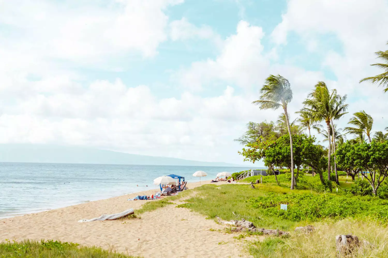 Personnes prenant un bain de soleil sur la plage de Kaanapali