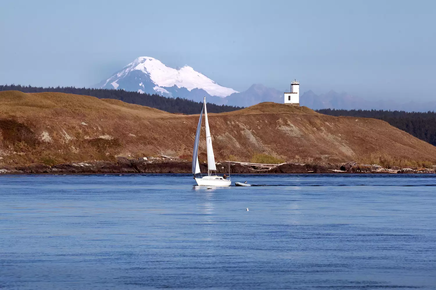Photo prise en mer lors d'une visite de l'île de San Juan, État de Washington.