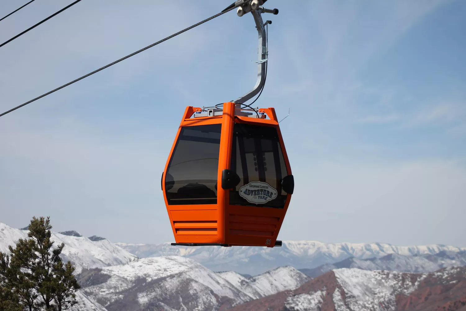 Gondola at Glenwood Caverns Adventure Park in the winter