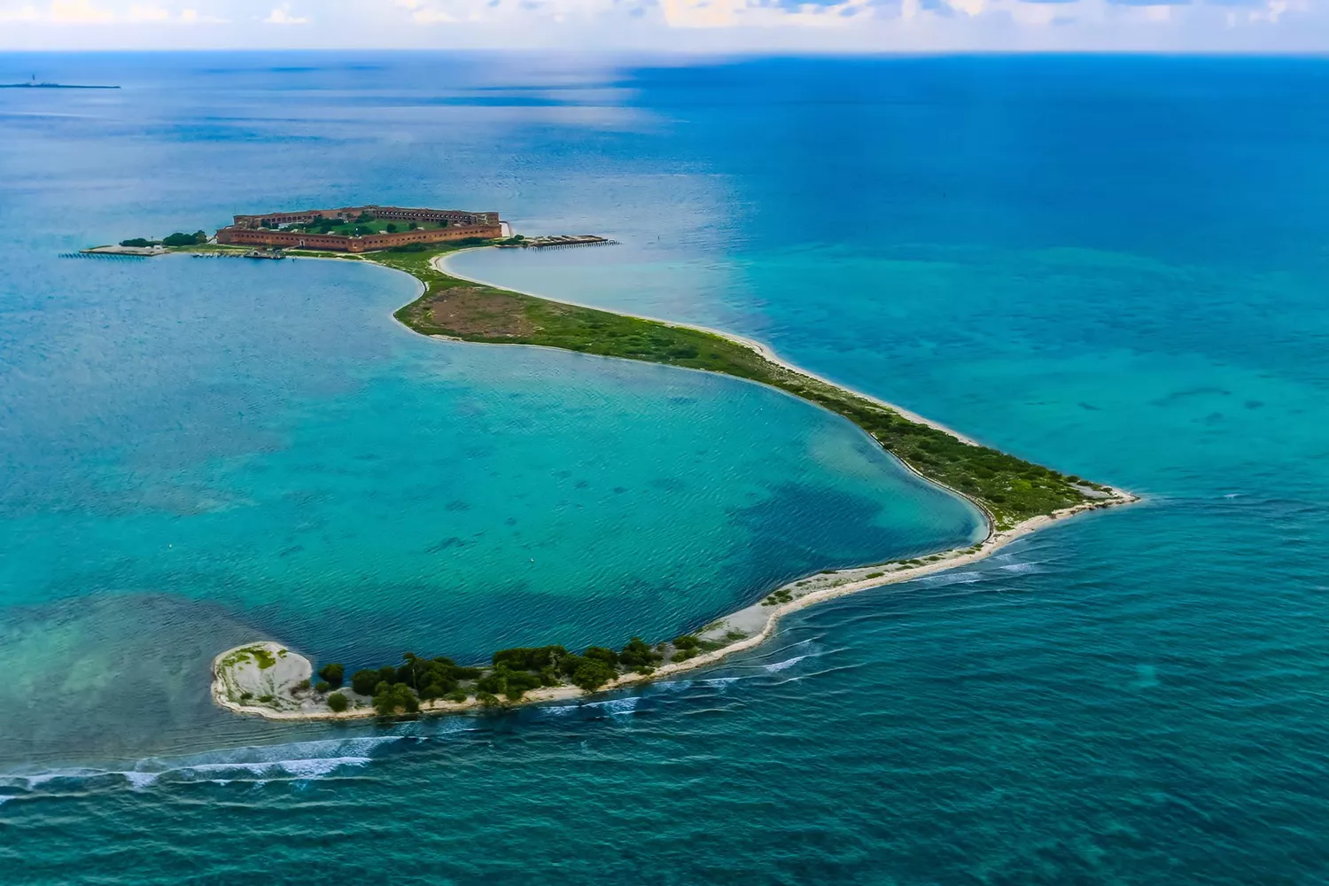 Vue aérienne du monument national de Fort Jefferson, parc national de Dry Tortugas