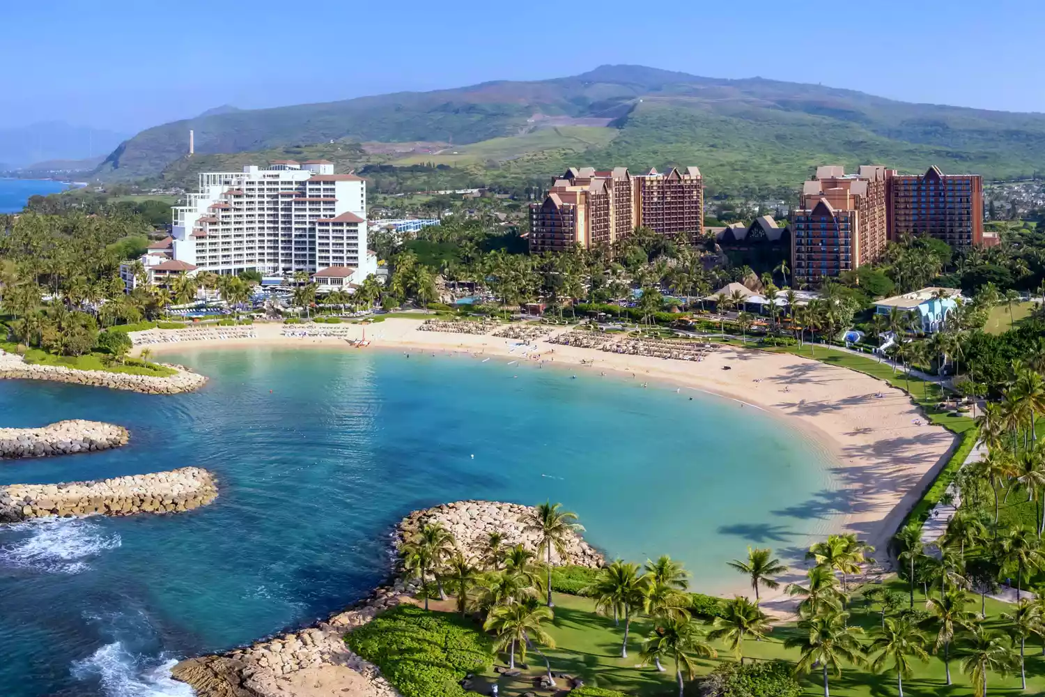 Kapolei, Hawaii, sur la côte ouest d'Oahu, Hawaï, avec ses stations balnéaires et ses lagons