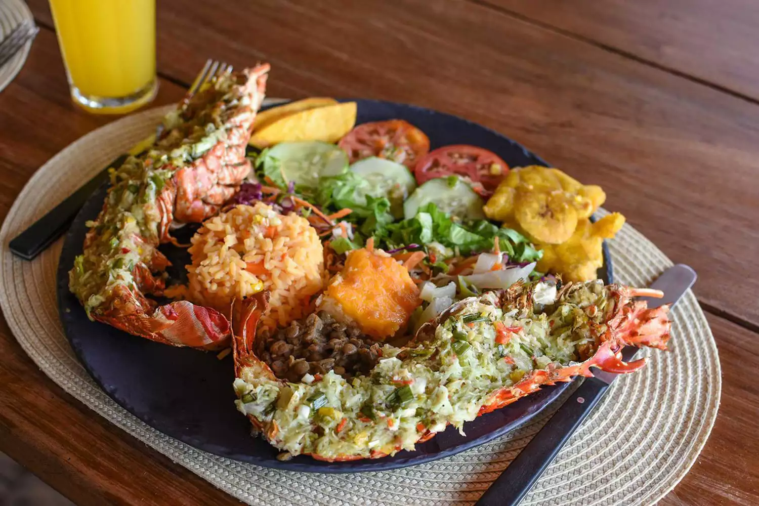 Stuffed lobster and other food from Keepin' It Real