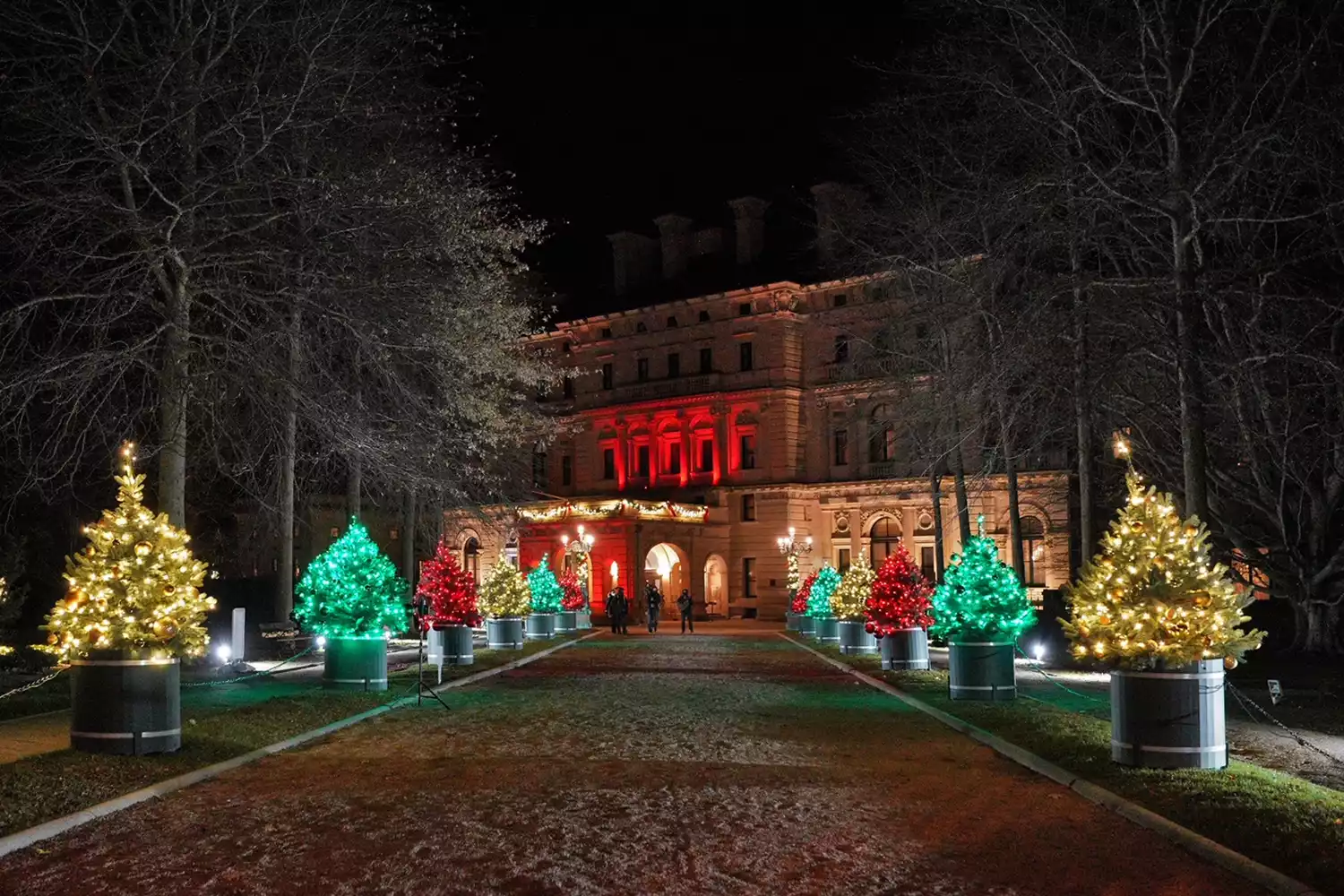 Newport Mansions à Rhode Island décorées de lumières de Noël