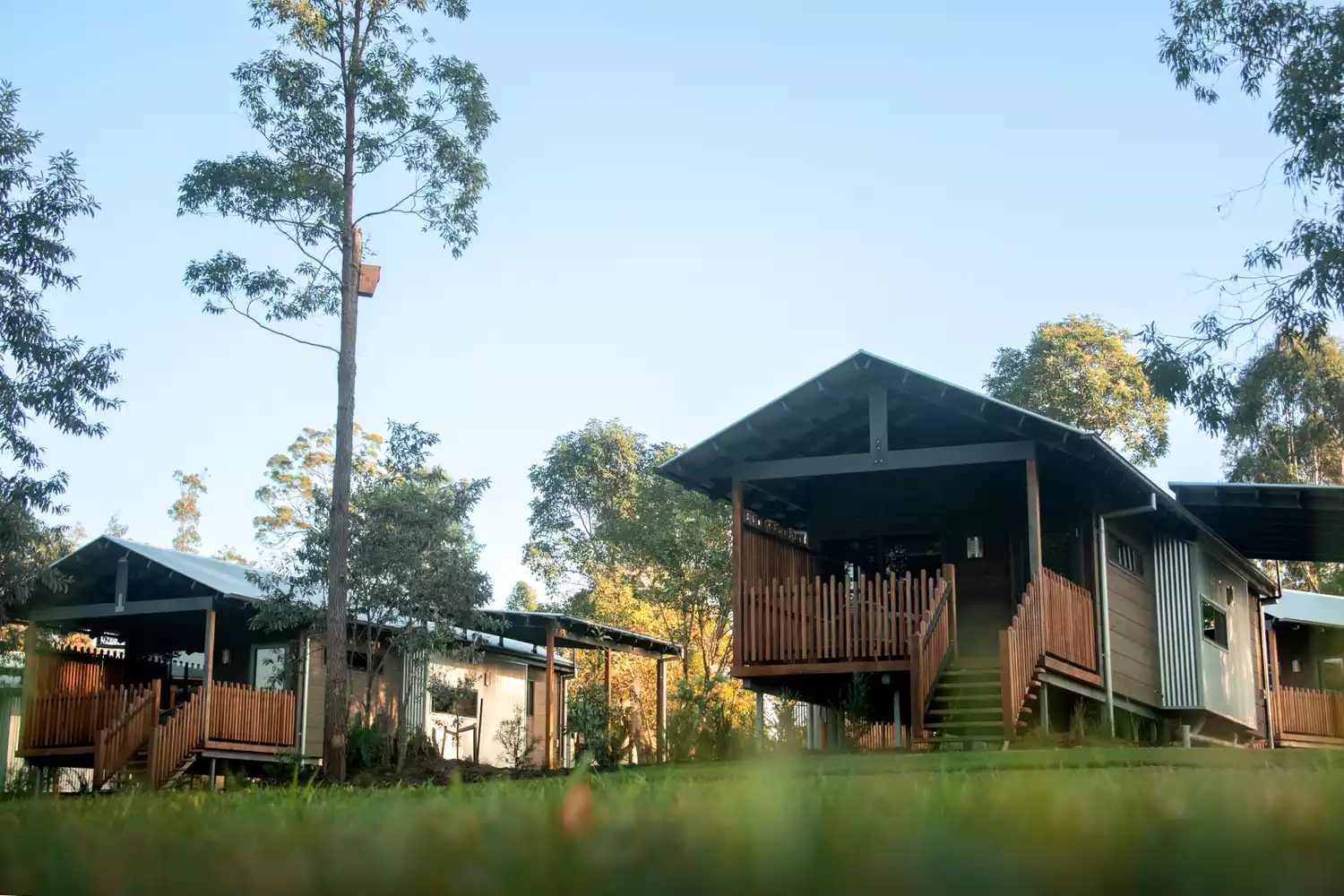 The individual lodges at the Crocodile Hunter Lodge