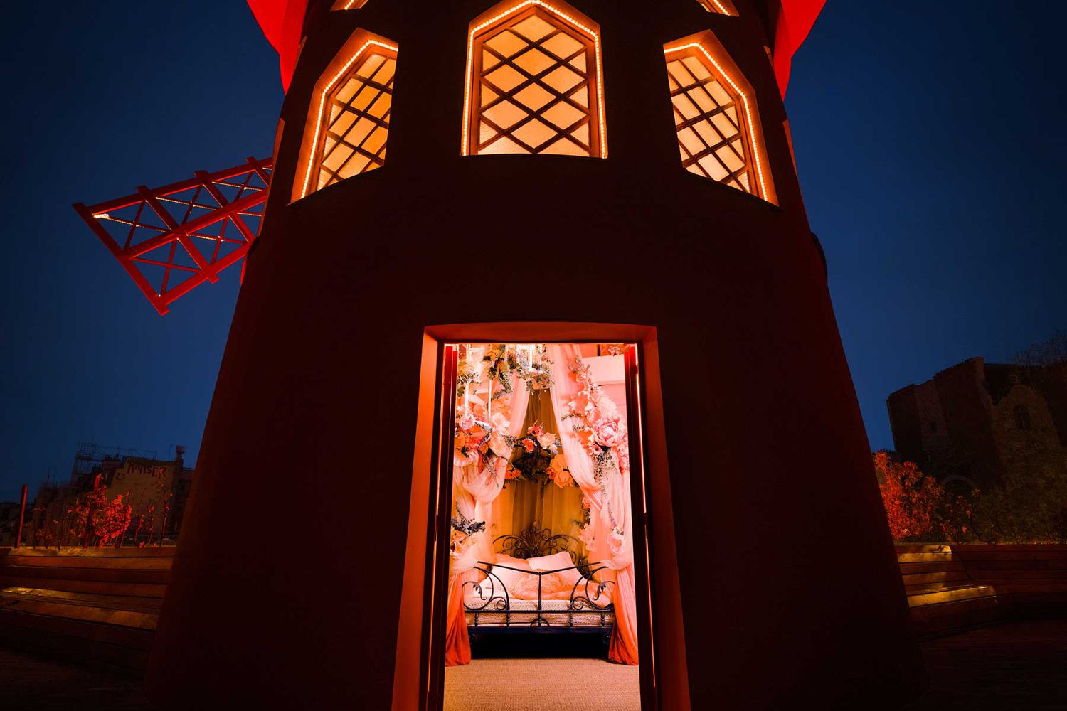 Moulin Rouge Windmill airbnb bedroom and terrace