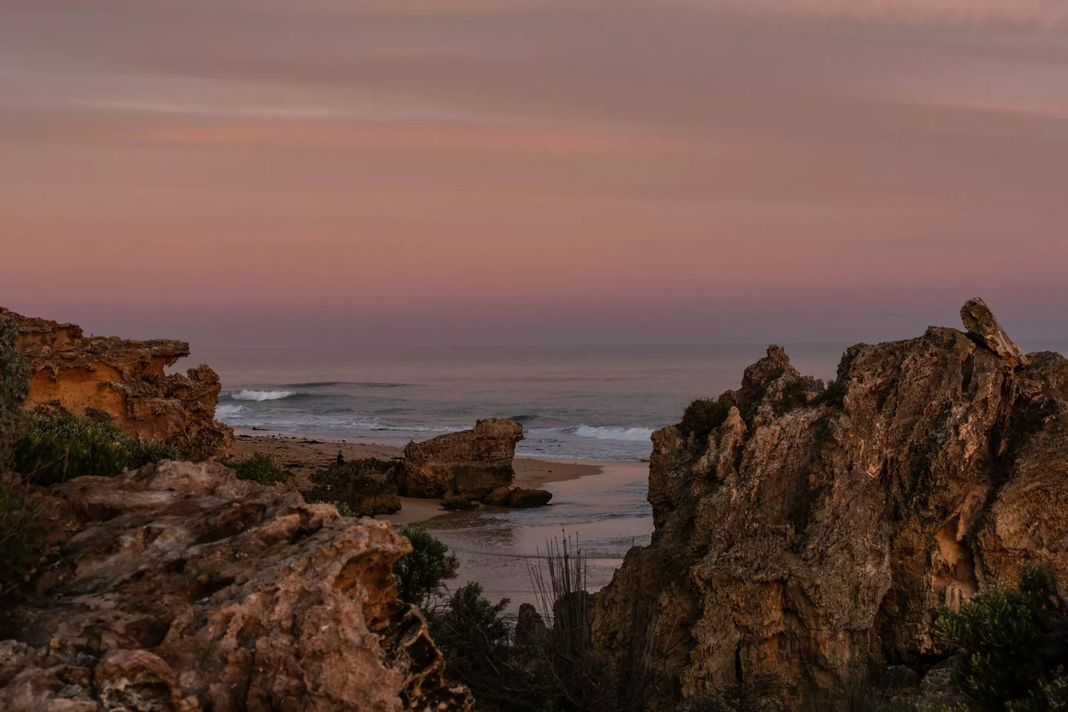 Beautiful soft sunset on Logan's Beach in Warrnambool, Victoria