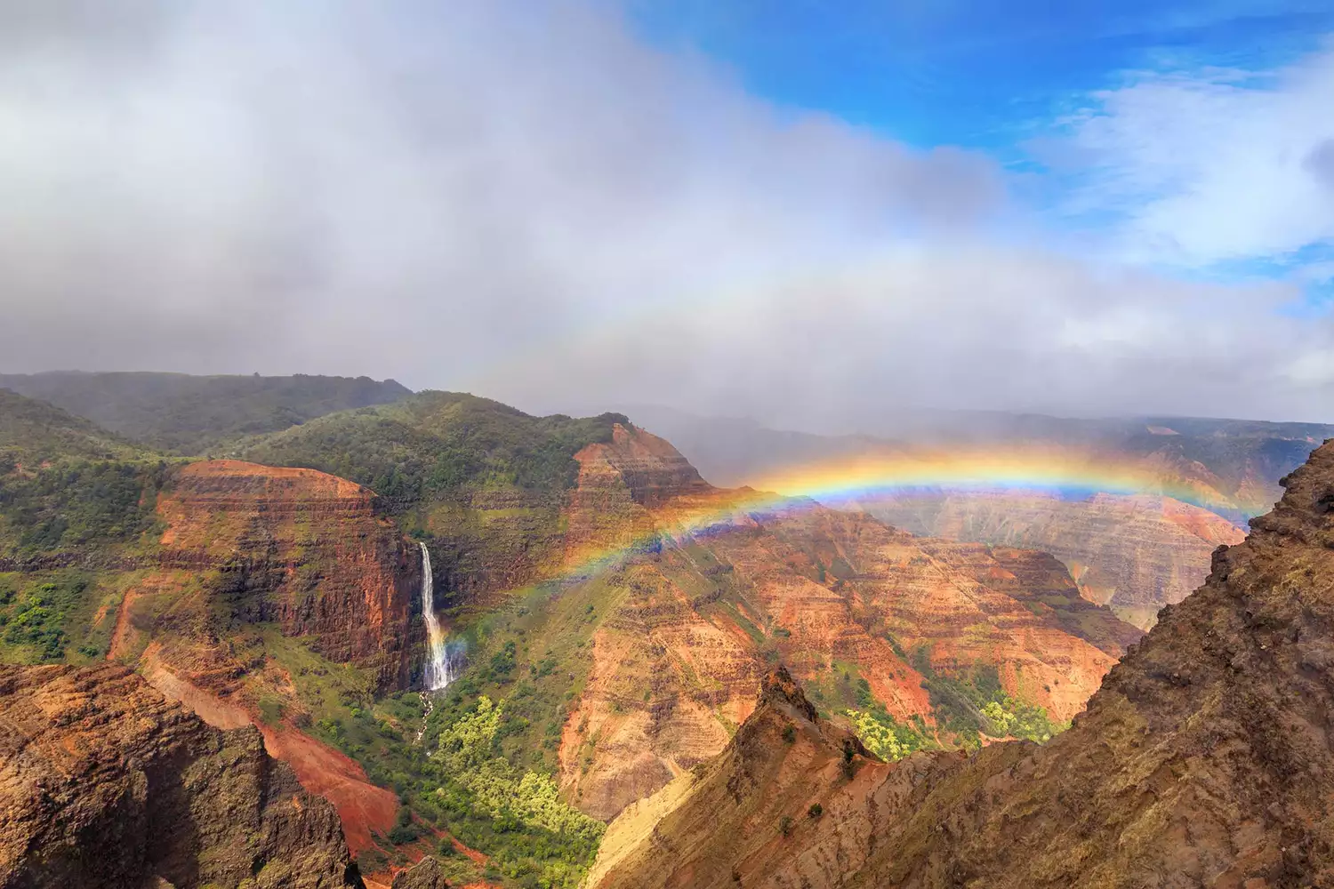 Rainbow over Waimea Canyon in Kauai, Hawaii