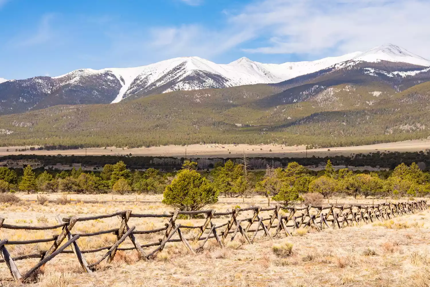 Snow covered Collegiate Peaks mountains near Buena Vista, Colorado