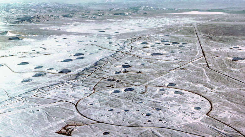 The crater-filled landscape of the NNSS