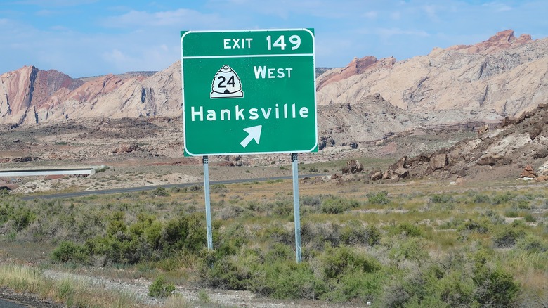 Panneau routier de Hanksville, Utah